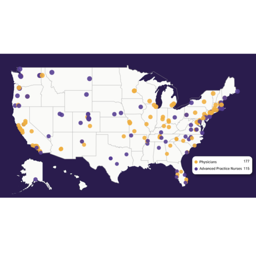 Map showing locations of psychiatric deprescribing services