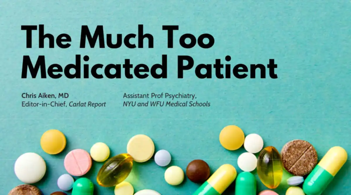 Title slide from Chris Aiken's The Much Too Medicated Patient